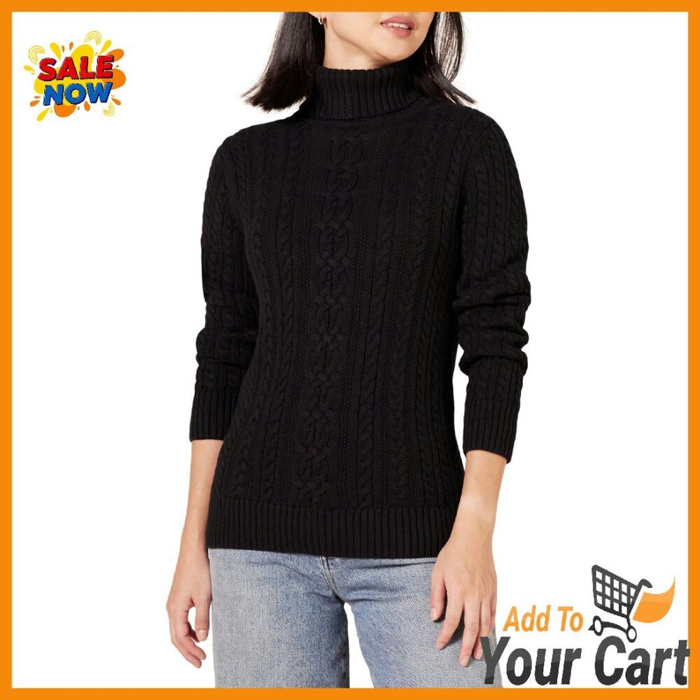 Soft Cotton Fisherman Cable Turtleneck Sweater Regular Fit Pullover